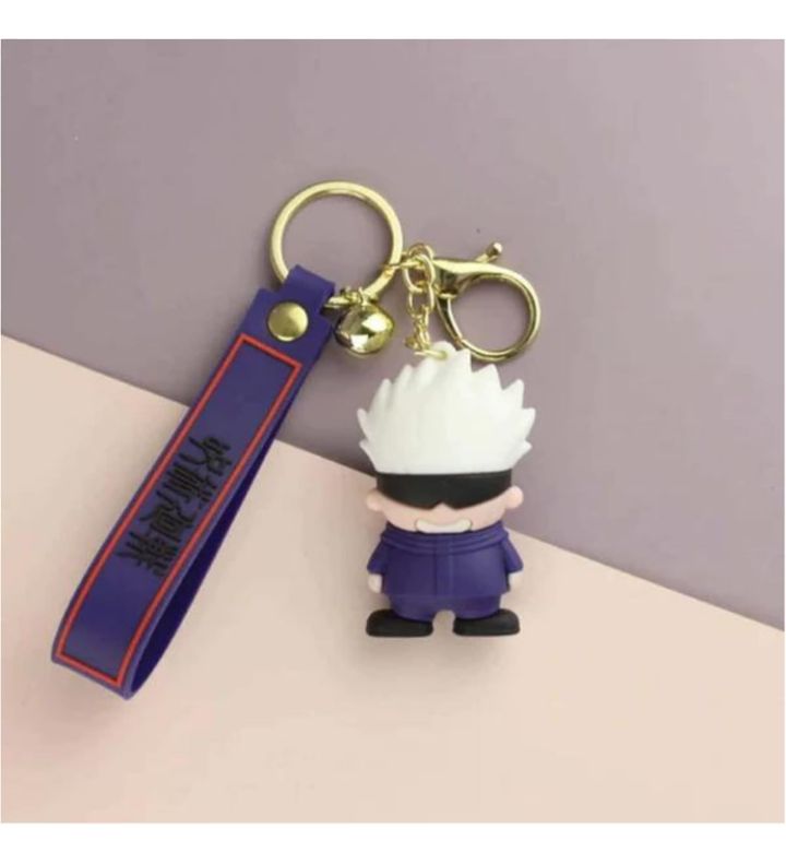 Trendy Women Purple Rubber PVC Anime Keychain