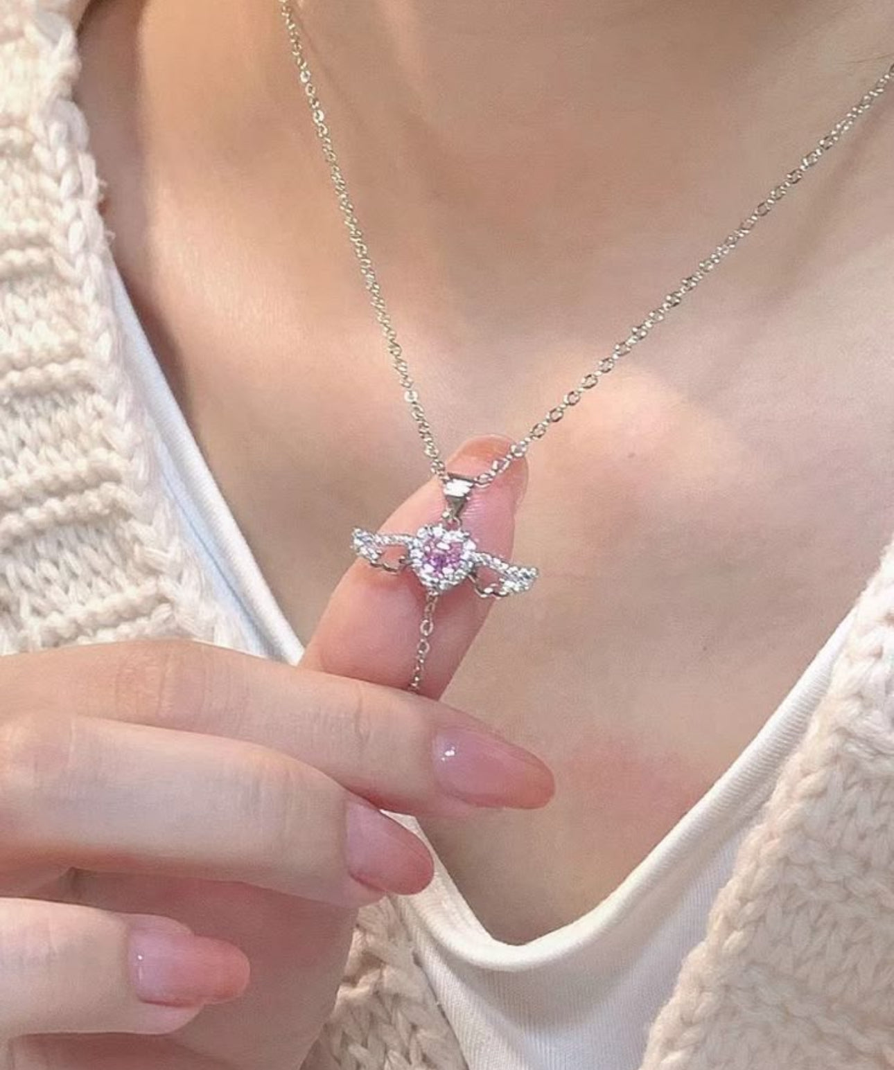 Dancing Heart Angel Necklace